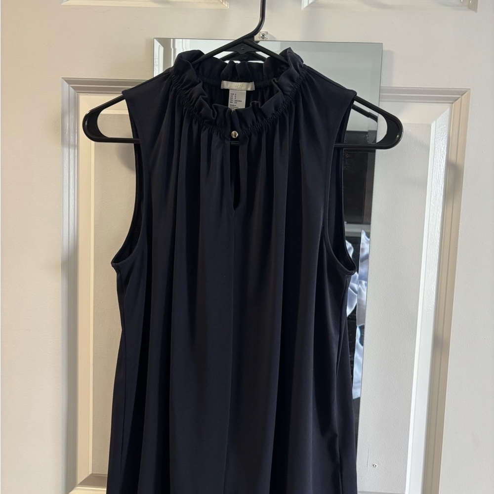 H&M Dark Blue Ruffled Blouse